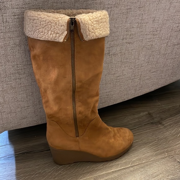 Nine West Chillout Round Toe Tan Wedge Boot 10M - Picture 3 of 7